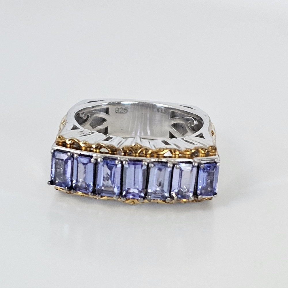 Gems En Vogue Genuine Tanzanite Ring In Palladium Sterling Silver 18K Size 8! - Picture 1 of 7